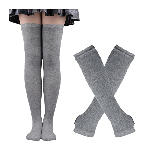 Image of Women's Long Knitted Fingerless Gloves Thumbhole Stretch Arm Warmers