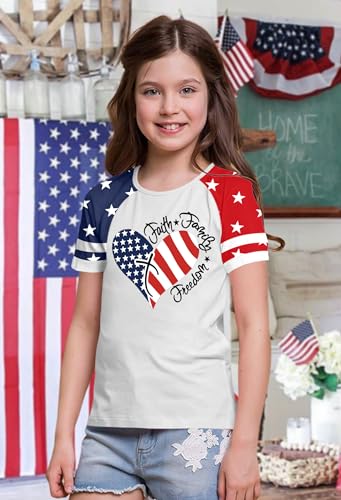 Image of Ithalt Boys Girls USA Shirts Kids 4th of July Shirts American Flag Tshirt Patriotic Top Independence Day Outfit 5-13y