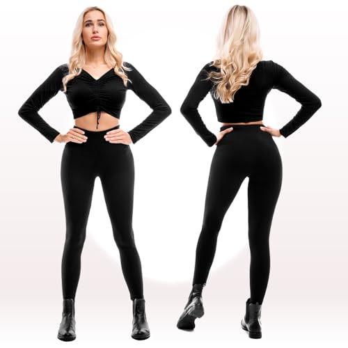 Walifrey Fleece Lined Leggings Women 2 Pack, Women's High Waisted Thermal Warm Winter Leggings for Workout3