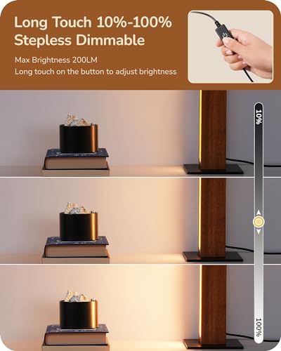 Edishine Led Table Lamp, Small Wood Bedside Lamp With 3 Color Temperature thumb #3