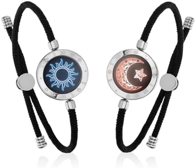 TOTWOO Long Distance Touch Bracelets for Couples, Vibration and Light up for Love Couples Bracelets Long Distance Relationship Gifts for Girlfriend Bluetooth Pairing Jewelry, Milan/Silver+Silver