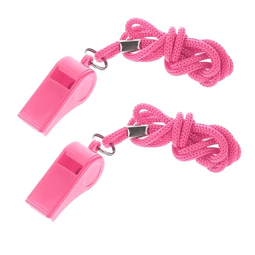 Aiyorse Pink Whistle 2 Packs Whistle for Coaches Plastic Coach Whistles with Lanyard Loud Clear Crisp Referee Whistle Whistle Emergency for Teacher Polices Officials Sport Training Lifeguard
