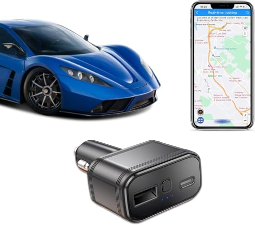Vehicle GPS Tracker with Pre-Installed SIM & 1 Year Free Service | 4G LTE Real-Time Tracking & Dual Fast Charging | Simply Plug into Your Cigarette Lighter for Trucks, Fleet, Cars
