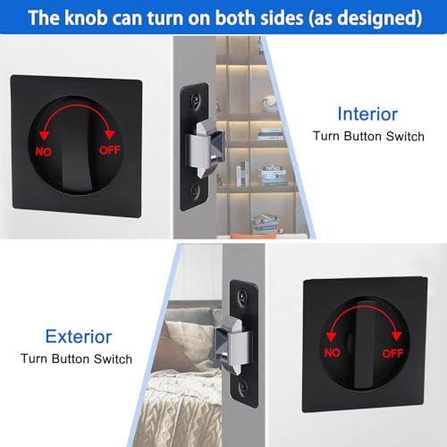 Cerradura y Tirador para Puerta Corredera de Bolsillo Dontay 2 Pack, para puertas de 1 3/8” a 2 3/16” de grosor, Acero Inoxidable acabado Satinado Negro miniatura 2