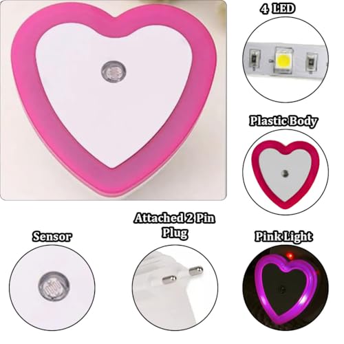 Image of fizzytech Smart Motion Sensor LED Light Bulb with Automatic On /Off and Dimmable Pink Glow, Energy Efficient 7W LED Bulb for Home, Stairs, Kitchen, Bathroom, Wardrobe Lighting(Heart Pink Pack-2)