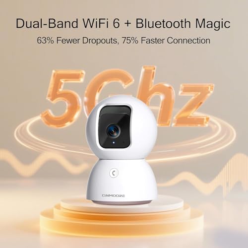 Image of 3K 5G Wi-Fi Security Camera Indoor, Backup Battery for Power Outage Protection, Free AI Tracking Facial ID, 5MP Pet /Dog Camera w / Speaker & Phone App, PTZ Baby Monitor, 0-Glow Night Vision, 2-Way Talk