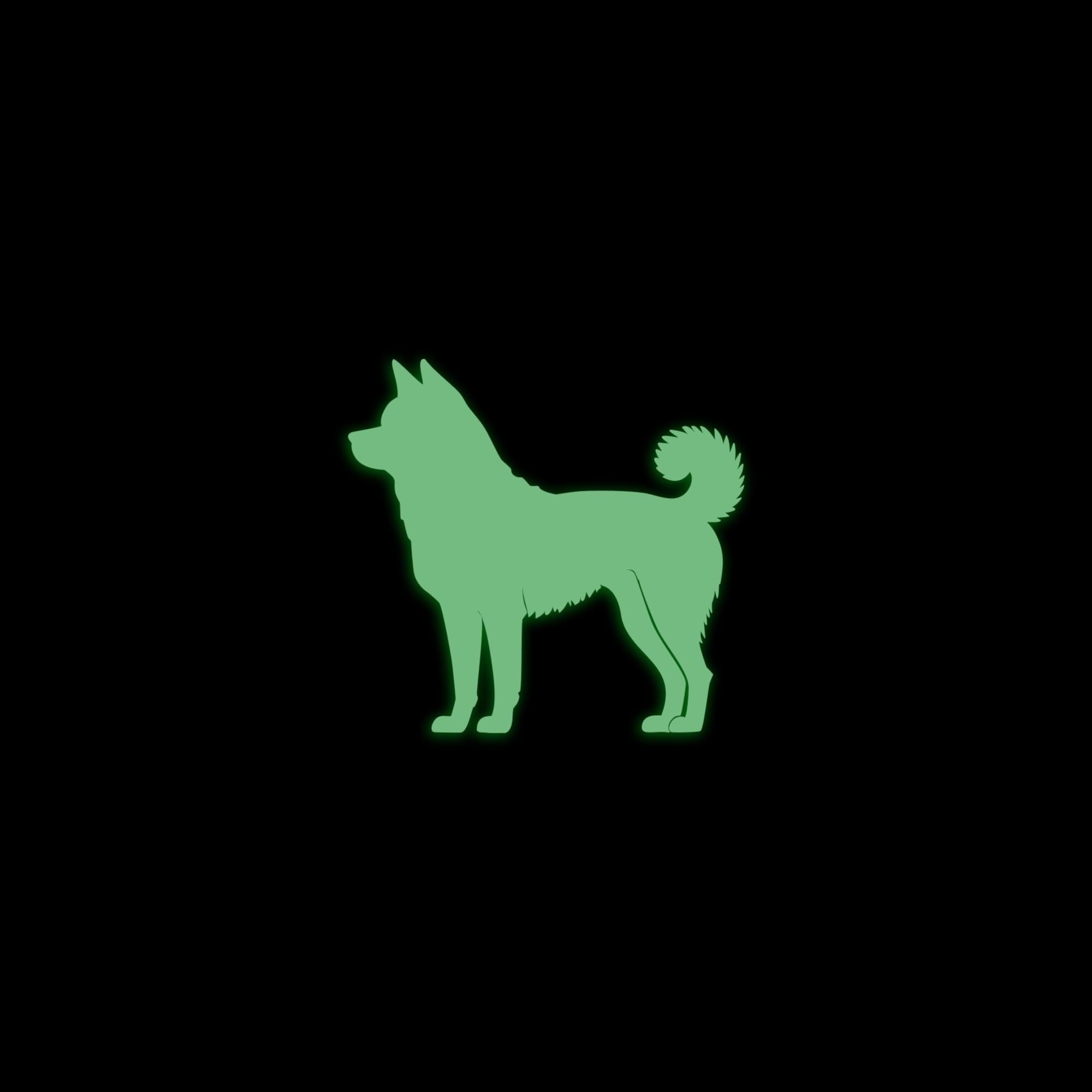 Akita Dog Silhouette Glow in The Dark Sticker Decal for Phone Tablet Laptop Car Truck Window | 2" Sticker | Green