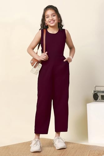 Image of Fashion Dream Girl's Ankle Length Solid Jumpsuit