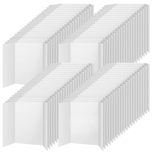 Image of Ctosree 150 Pcs 14 x 22 Inch Tri Fold Poster Board Bulk for Display,White | Science Fair Project,Classroom Display Paperboard, Single Wall Build, Lightweight Presentation Board,3 Panels