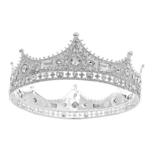 Consejos para Comprar El rey del vidrio del mes. 41 Tiara de boda de vidrio de rey con diamantes de imitación clásico para hombres, accesorios para el cabello de cumpleaños, graduación, desfile, Mediano, Diamantes de imitación,...