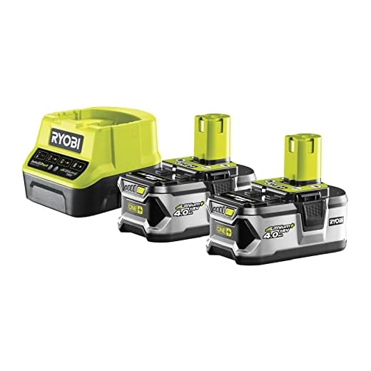 Ryobi-set 18 V, med 2 x batteri (4,0 Ah) och snabbladdare, laddningstid ca 120 min, ONE+ enheter – RC18120-240