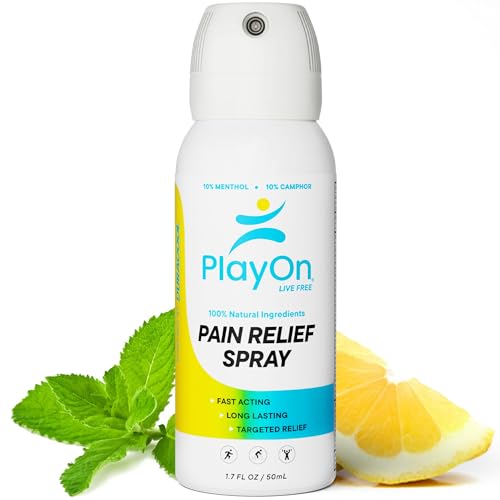 Play On Advanced Pain Relief Spray - Muscle Relaxer, Joint & Knee Pain Relief - Effective Cryotherapy & Numbing Spray - Shoulder, Elbow Tendonitis & Sciatica Relief - 1.7oz