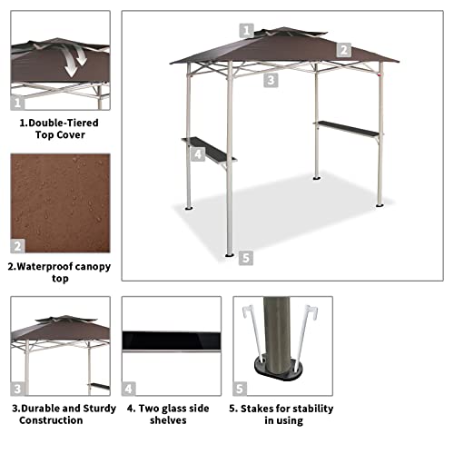 Crown Shades 8 X 5 Grill Gazebo Outdoor Bbq Gazebo Canopy, Assembly Process Without Any Tools, Very Easy (Coffee) #TOP5
