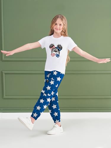 Image of ARTMINE Girls' 2 Piece Outfits Casual Drawstring Jogger Pants and Basic Short Sleeve Top Set, 6-14 Years