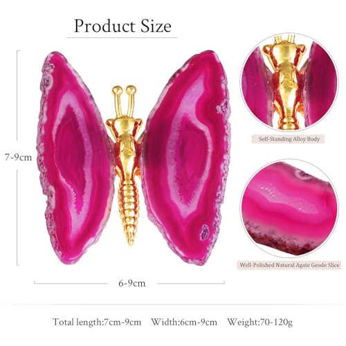 Figurines de papillon en agate géode idée cadeau décoration bureau - 3