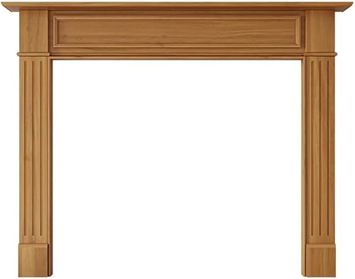 Modern Ember Eastfield - Kit envolvente de madera para chimenea de 48 x 42 pulgadas, color jengibre, diseño tradicional y elegante incluye mantel de