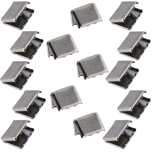 AERZETIX - C59080 - Juego de 15 puntas extremos de correa con garras para engarzado 10x8mm - clip pinza para bandolera tirantes cinturón - color grafito - en metal