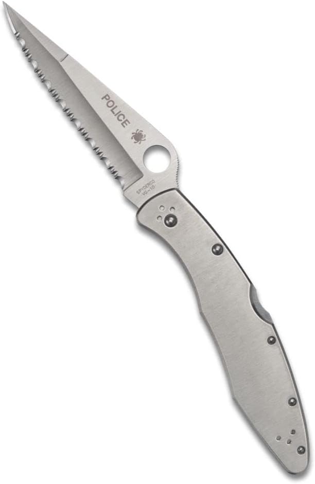 Police Model Folding Pocket Knife with 4.2" VG-10 Steel Blade and Stainless Steel Handle - EDC Knife for Men and Women, Perfect for Hunting, Tactical, Camping, Survival - SpyderEdge - C07S