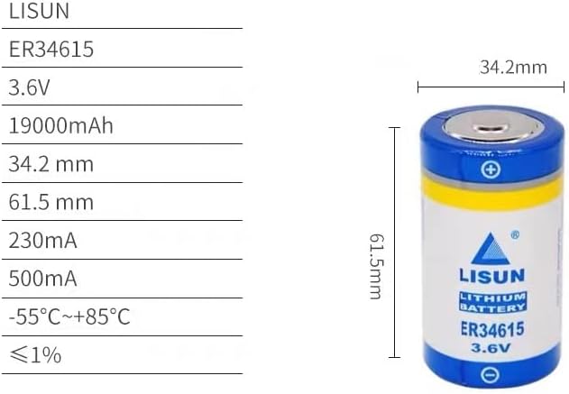 Miniatura 6 de Batería de litio de 3.6V Li-SOCl2 de EVA (paquete de 12) ER34615 de 19000 mAh tamaño D