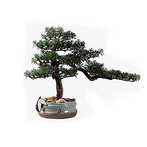 Plante artificielle bureau déco table salon bonsaï pot céramique
