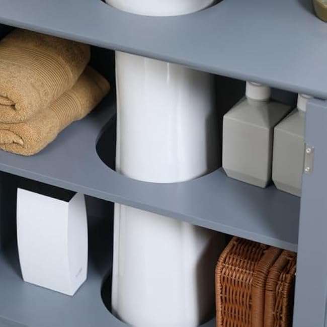 Under Sink Bathroom Cabinet with 2 Doors, Space-Saving Gray Storage for Pedestal Sinks