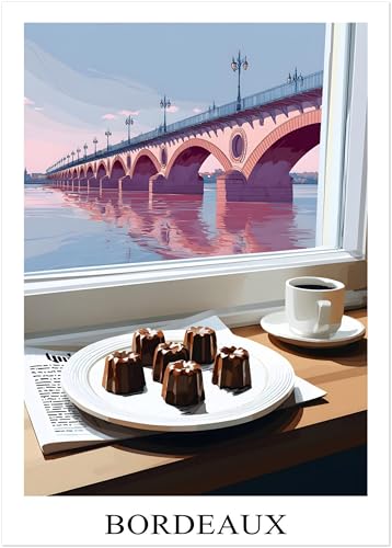 Affiche cannelé bordelais pont de pierre Bordeaux poster vintage cuisine