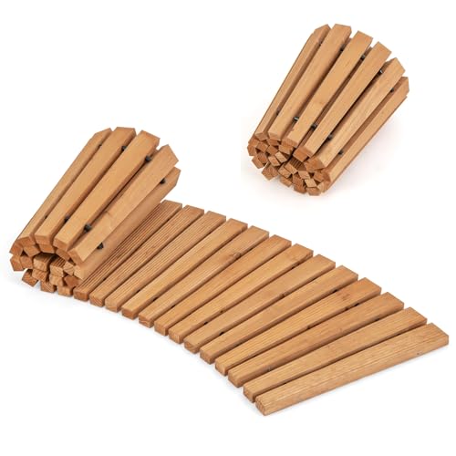 Tangkula Roll-Out Garden Pathway, 7 FT Wooden Garden Pathway w/Non-Slip Surface, Metal Wires with Plastic Sheath, Outside Path Decorative Boardwalk for Beach, Patio, Garden, Hallway, Natural (1 Pack)