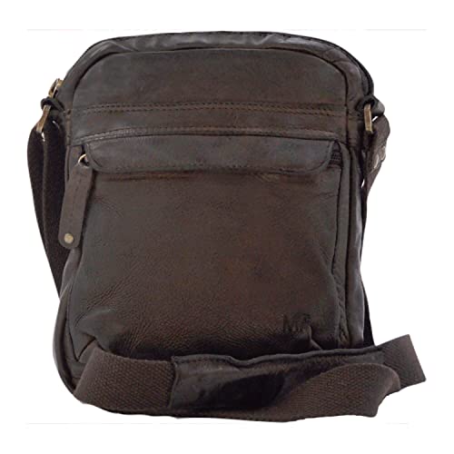 Bolso bandolera de cuero genuino para el día a día con 5 bolsillos de gran diseño