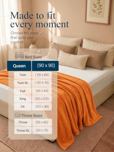 Image of Utopia Bedding Soft Fleece Bed Blanket Queen Size Burnt Orange (90x90 Inch)