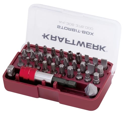 KRAFTWERK Bitbox 33-tlg. in praktischer Kunststoffbox | Bitsatz für Akkuschrauber inkl. Akkuschrauber Aufsatz | inkl. Kegelsenker & Bitadapter | KRAFTWERK Bit Set Art. Nr.: 306.378.000