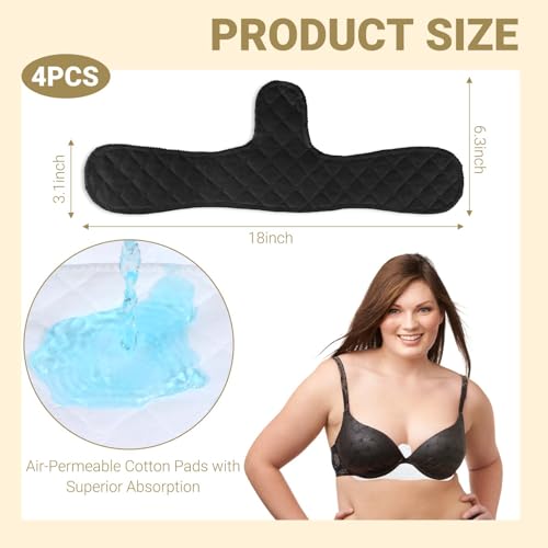 4 Stück BH Einlagen Schwitzen BH Pads Polster Einlagen Baumwolle Unterbrust Schwitzschutz Gegen Schwitzen Unter Der Brust Unterbrust Schwitzschutz Baumwolle Anti Schweiß Pads Brust für Damen(Schwarz)