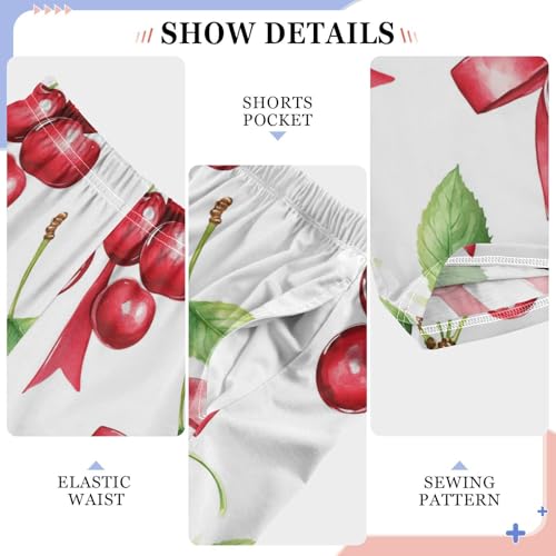 Pajama Bottoms, Cherries Pajamas Pant Sleep Long Pants Fruits Lounge Wear Elastic Waist Sleepwear Pjs4