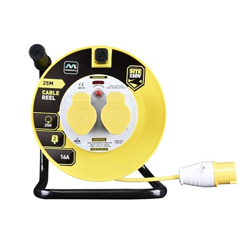 Masterplug 110 Volts Site Power Two Socket Cable Reel 25 Metre