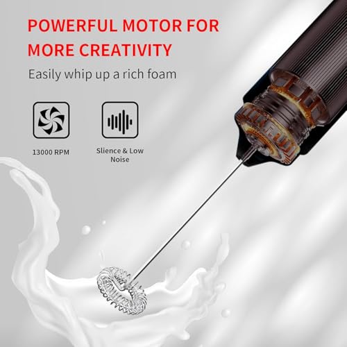 Image of SKYTONE Coffee Frother Electric with Dual Spring Tech, 13000 RPM-Stand-Up Design for Cream & Foamer for Coffee, Latte, Matcha, Hot Coffee (Black)