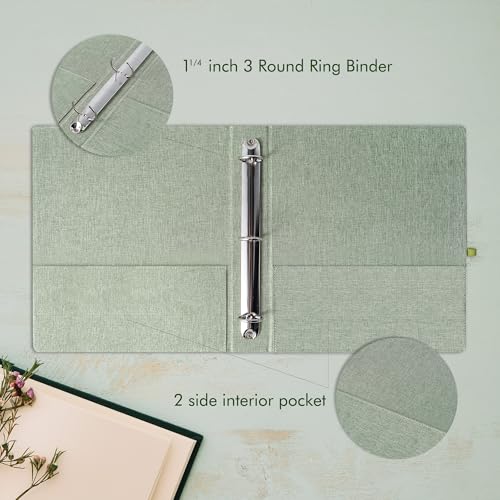 Ampleer The Folio Document Organizer, Aesthetic Linen 8,5 x 11 3 argolas para papéis importantes, li