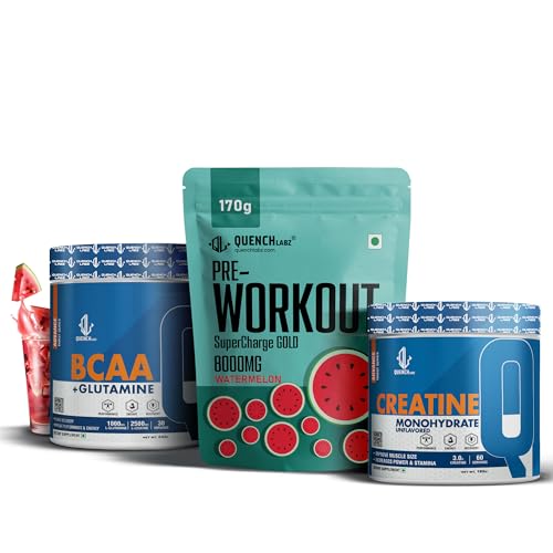 Image of Creatine Unflavoured (180gm) + Pre Workout Watermelon (170gm) + BCAA Watermelon (240g)