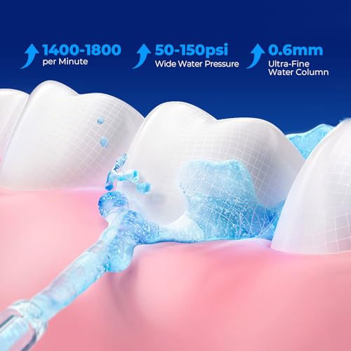 Bezvoi Water Flosser Teeth Pick: 300ML & LED Display 5 Modes Rechargeable Dental Flossers for Braces,Sensitive Gums, Portable Flossing for Teeth Cleaning, IPX7 Waterproof Cordless for Home Travel Use