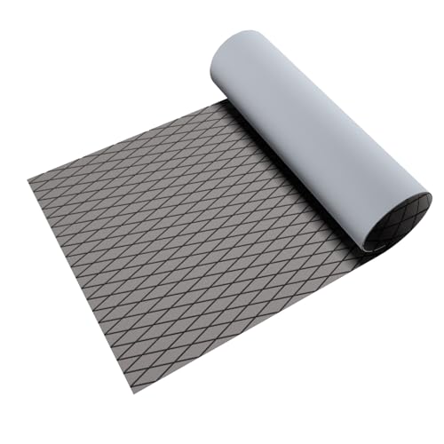 SeSiRui EVA Foam Faux Teak Boat Flooring,Self-Adhesive Teak Floor Decking Sheet for Yacht Marine Floor Carpet (Bevel Edge-Light Gray Surface Black Bottom Layer, 94.48"x43.7")