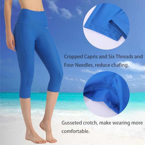 Image of Ubestyle UPF 50+ High Waist Women's Yoga Capri Leggings Swimming Tights Sun Protective