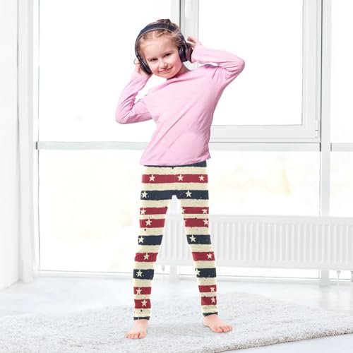 Boccsty Stars Stripes Girls Leggings Kids Yoga Pants Dance Active Tights 4T4