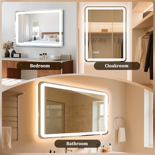 24"x32" LED Bathroom Mirror with Lights, Front and Backlit, Stepless Dimmable, Lighted Mirror for Bathroom Wall, 3 Colors Dimmable Vanity Mirror with Lights, Anti-Fog, Shatter-Proof Glass(Round) by BROBIG - Image 8