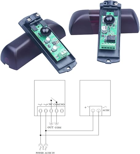 2 Paar Infrarot-Fotozellen, universell, externer automatischer Sensor, Garagentor-Sicherheit, 12 V/24 V AC, DC, Kontakt NO NC COM, mit Sonnenfilter, 20 m