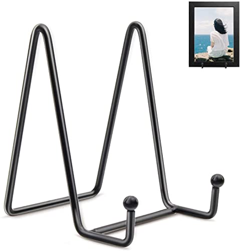 Black Metal Plate Stands For Display,Decorative Plate Dish Stand Artworks Holder Picture Frame Stand,For Easel Display Stand, Book, Photo Easel, Cookbook Stand And Artistic Work- 2 Pack (6 Inch) #TOP25
