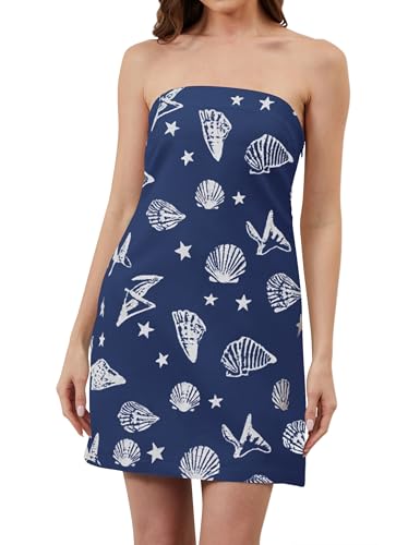 Image of TERIVEEK Women Strapless Linen Tube Mini Dress Summer Boho Beach Sundress
