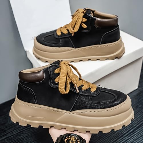 Mens Fashion Suede Leather Lace Up Platform Sneakers Casual Retro Round Toe Non Slip Flats Orthotic Sport Shoes for Walking Daily Travel3