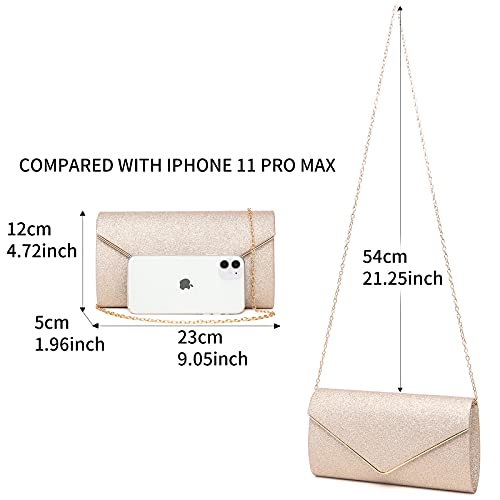 Labair Shining Envelope Clutch Purses For Women Evening Purses And Clutches For Wedding Party. (Champagne) #TOP2