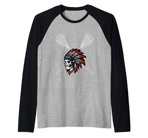 Lacrosse Spieler Indianer Helm Raglan