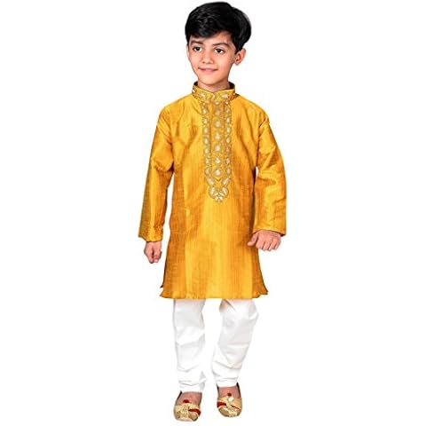 Desi Sarees Boys Kurta Pyjama EID Salwar Kameez Sherwani 935 (13 (13 yrs), Mustard) Cover