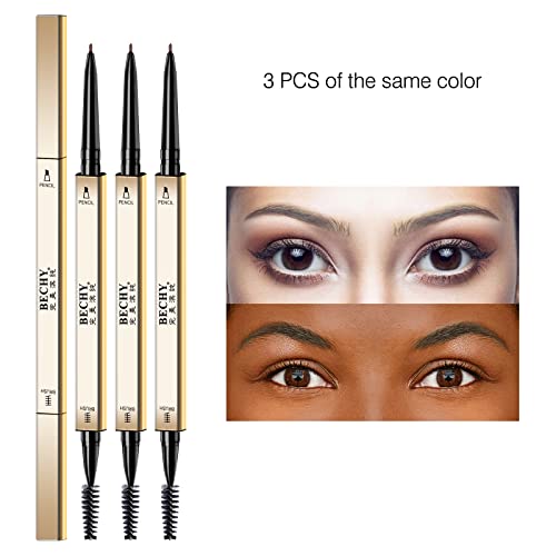 Eyebrow Pencil,3 Pcs Waterproof Long-Lasting Microblading Ash Brown Brow Pencil,Natural Eyebrow Makeup Ultra Slim Defining Eyebrow Pencils #TOP1