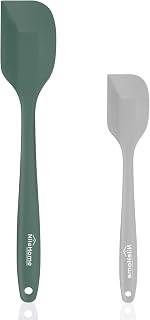 NileHome Silicone Spatula Set, 2 Pieces Food Grade Kitchen Utensils with Silicone Brush Heat Resistant Dishwasher Safe BPA-Free Rubber Spatula for Scraping, Baking, Cooking, Mixing-Forest Style